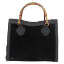 GUCCI Bamboo Tote Bag Suede Black Gold 002 1186 0260 Auth 180120-13