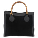 GUCCI Bamboo Tote Bag Suede Black Gold 002 1186 0260 Auth 180120-2