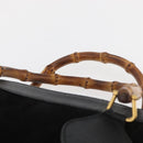 GUCCI Bamboo Tote Bag Suede Black Gold 002 1186 0260 Auth 180120-8