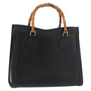 GUCCI Bamboo Tote Bag Leather Black Gold 002 2123 0260 Auth 180121-1