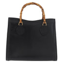 GUCCI Bamboo Tote Bag Leather Black Gold 002 2123 0260 Auth 180121-13