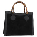 GUCCI Bamboo Tote Bag Suede Black Gold 002 1186 0260 Auth 180122-1