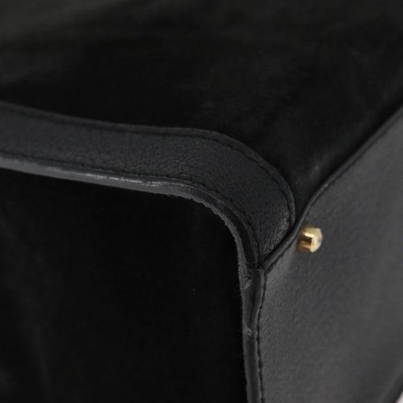 GUCCI Bamboo Tote Bag Suede Black Gold 002 1186 0260 Auth 180122