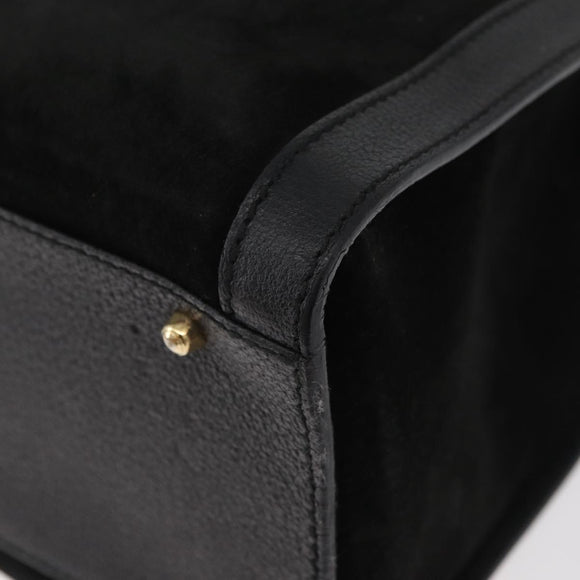 GUCCI Bamboo Tote Bag Suede Black Gold 002 1186 0260 Auth 180122