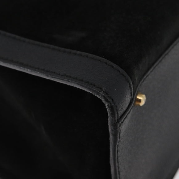 GUCCI Bamboo Tote Bag Suede Black Gold 002 1186 0260 Auth 180122