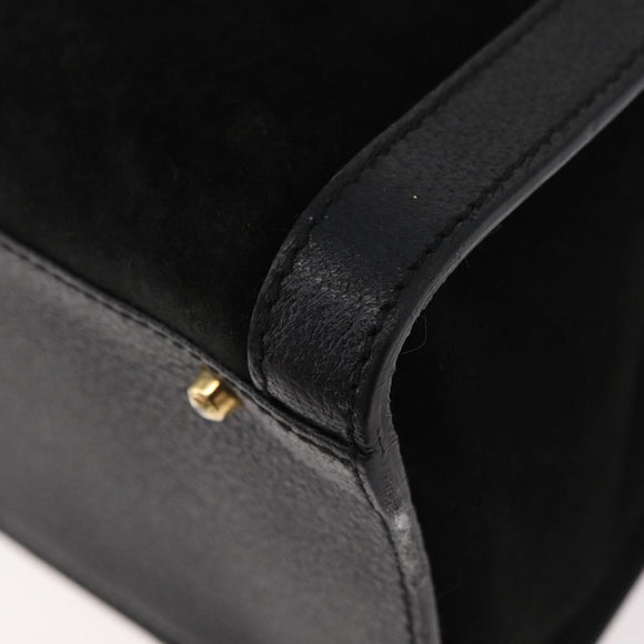 GUCCI Bamboo Tote Bag Suede Black Gold 002 1186 0260 Auth 180122
