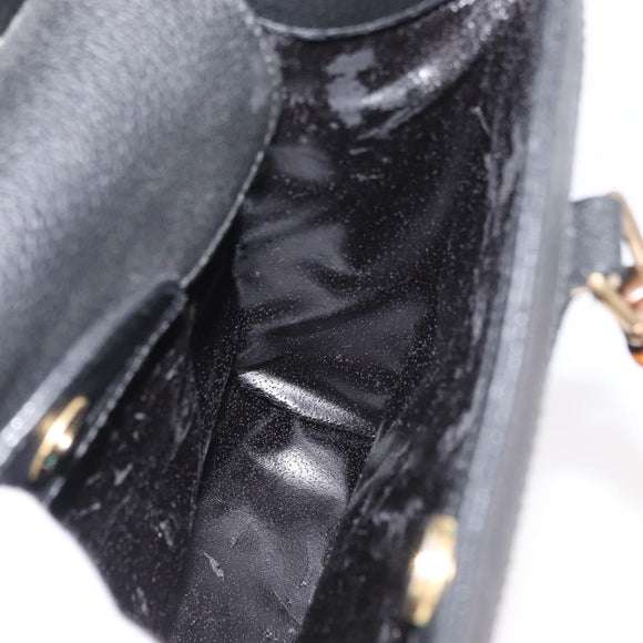 GUCCI Bamboo Tote Bag Suede Black Gold 002 1186 0260 Auth 180122