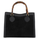 GUCCI Bamboo Tote Bag Suede Black Gold 002 1186 0260 Auth 180122-13
