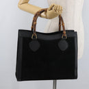 GUCCI Bamboo Tote Bag Suede Black Gold 002 1186 0260 Auth 180122-24