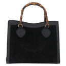 GUCCI Bamboo Tote Bag Suede Black Gold 002 1186 0260 Auth 180122-2