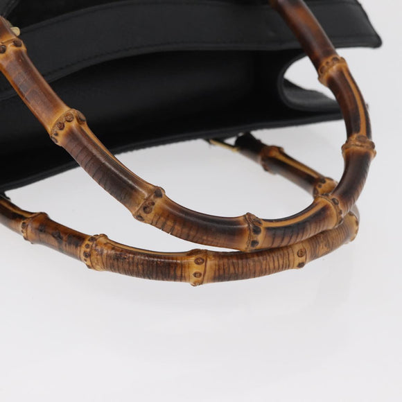 GUCCI Bamboo Tote Bag Suede Black Gold 002 1186 0260 Auth 180122