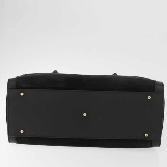 GUCCI Bamboo Tote Bag Suede Black Gold 002 1186 0260 Auth 180122