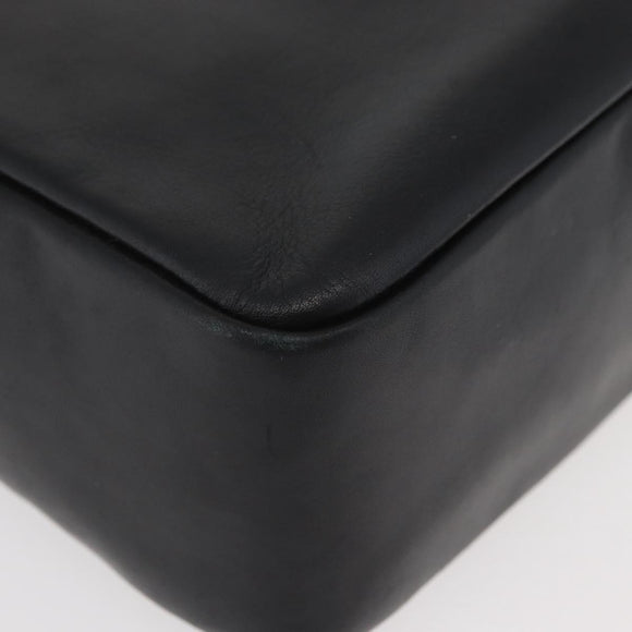 GUCCI Bamboo Hand Bag Leather Black Gold Auth 180124