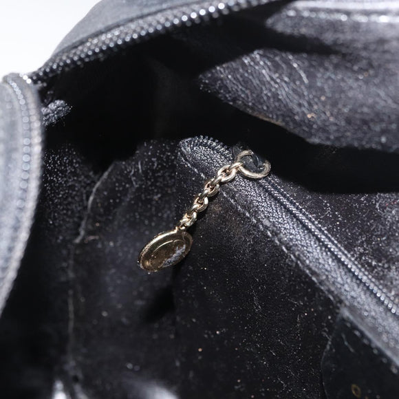 GUCCI Bamboo Hand Bag Leather Black Gold Auth 180124