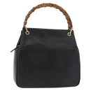 GUCCI Bamboo Hand Bag Leather Black Gold Auth 180124-1