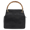 GUCCI Bamboo Hand Bag Leather Black Gold Auth 180124-2