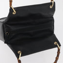 GUCCI Bamboo Hand Bag Leather Black Gold Auth 180124-6