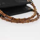 GUCCI Bamboo Hand Bag Leather Black Gold Auth 180124-7