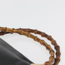 GUCCI Bamboo Hand Bag Leather Black Gold Auth 180124-8
