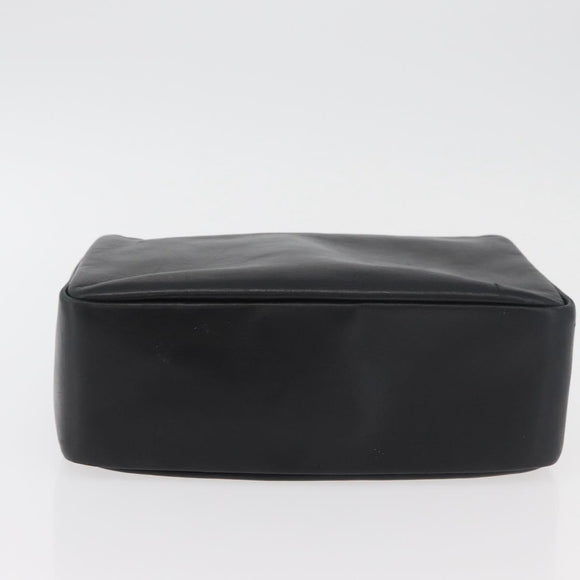 GUCCI Bamboo Hand Bag Leather Black Gold Auth 180124