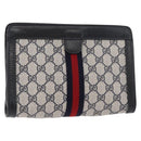 GUCCI GG Supreme Sherry Line Clutch Bag PVC Navy Red Auth 180126A-1