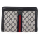 GUCCI GG Supreme Sherry Line Clutch Bag PVC Navy Red Auth 180126A-2