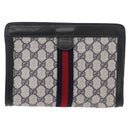 GUCCI GG Supreme Sherry Line Clutch Bag PVC Navy Red Auth 180126A-3