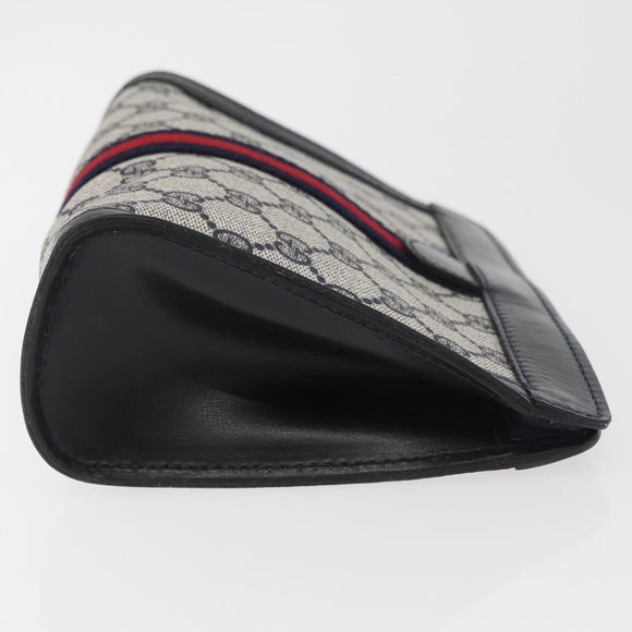 GUCCI GG Supreme Sherry Line Clutch Bag PVC Navy Red Auth 180126A