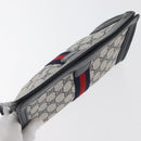 GUCCI GG Supreme Sherry Line Clutch Bag PVC Navy Red Auth 180126A-6