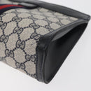 GUCCI GG Supreme Sherry Line Clutch Bag PVC Navy Red Auth 180126A-9