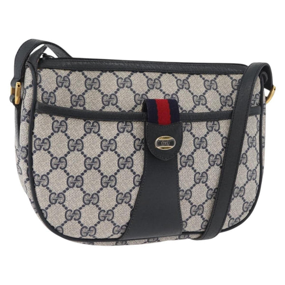GUCCI GG Supreme Sherry Line Umhängetasche PVC Navy Gold 89 02 032 Auth 180128