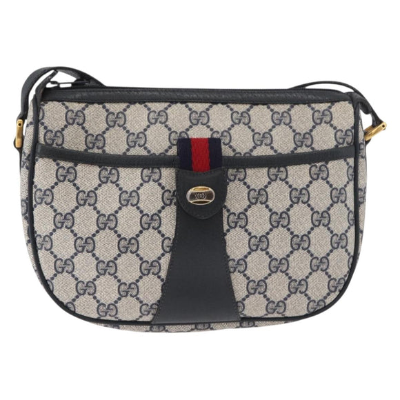 GUCCI GG Supreme Sherry Line Umhängetasche PVC Navy Gold 89 02 032 Auth 180128