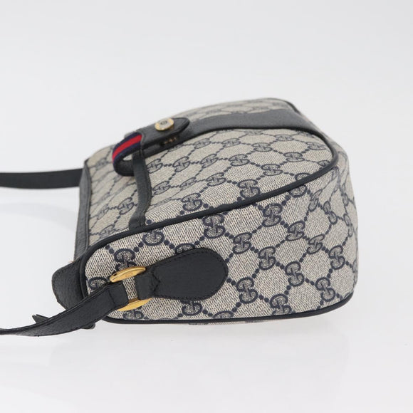 GUCCI GG Supreme Sherry Line Umhängetasche PVC Navy Gold 89 02 032 Auth 180128
