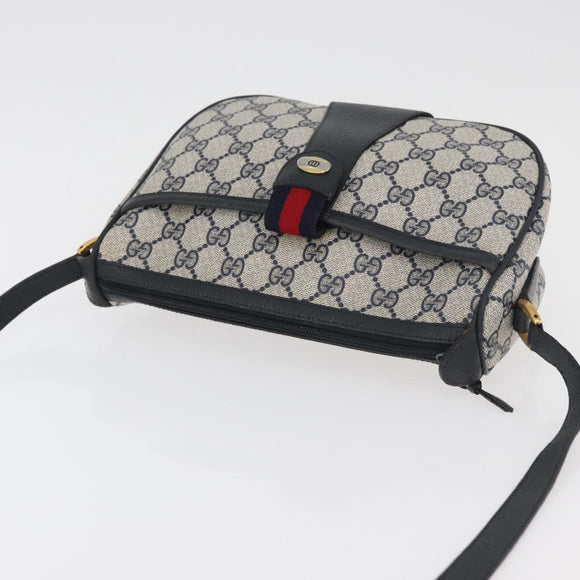 GUCCI GG Supreme Sherry Line Umhängetasche PVC Navy Gold 89 02 032 Auth 180128