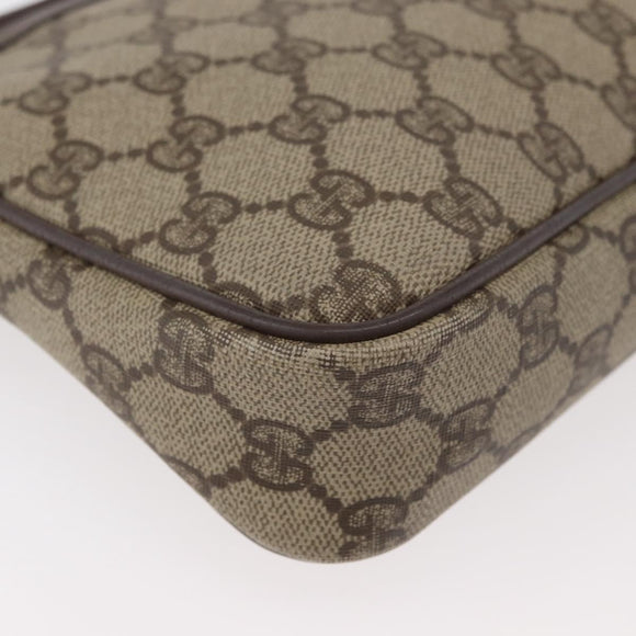 GUCCI GG Supreme Shoulder Bag PVC Beige Gold Auth 180129