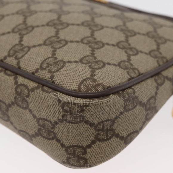 GUCCI GG Supreme Shoulder Bag PVC Beige Gold Auth 180129