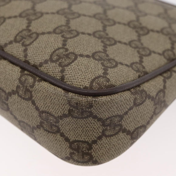 GUCCI GG Supreme Shoulder Bag PVC Beige Gold Auth 180129