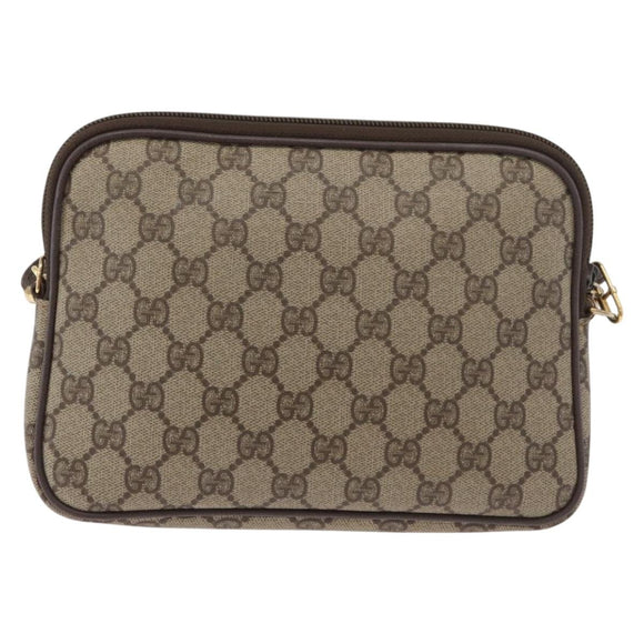 GUCCI GG Supreme Shoulder Bag PVC Beige Gold Auth 180129
