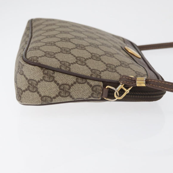 GUCCI GG Supreme Shoulder Bag PVC Beige Gold Auth 180129