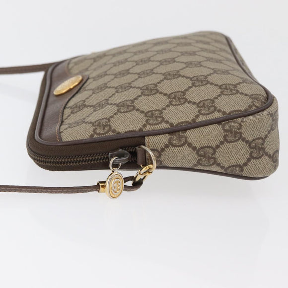 GUCCI GG Supreme Shoulder Bag PVC Beige Gold Auth 180129