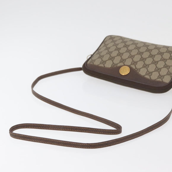 GUCCI GG Supreme Shoulder Bag PVC Beige Gold Auth 180129