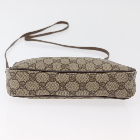 GUCCI GG Supreme Shoulder Bag PVC Beige Gold Auth 180129
