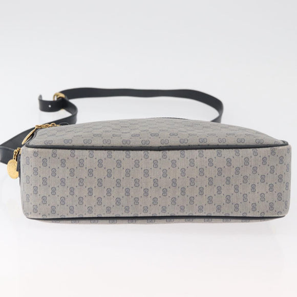 GUCCI Micro GG Supreme Shoulder Bag PVC Navy Gold Auth 180131