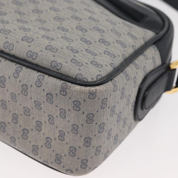 GUCCI Micro GG Supreme Shoulder Bag PVC Navy Gold Auth 180131