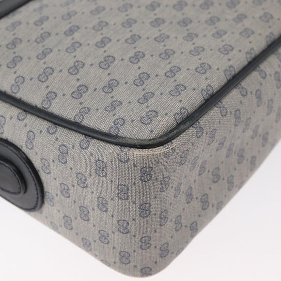 GUCCI Micro GG Supreme Shoulder Bag PVC Navy Gold Auth 180131