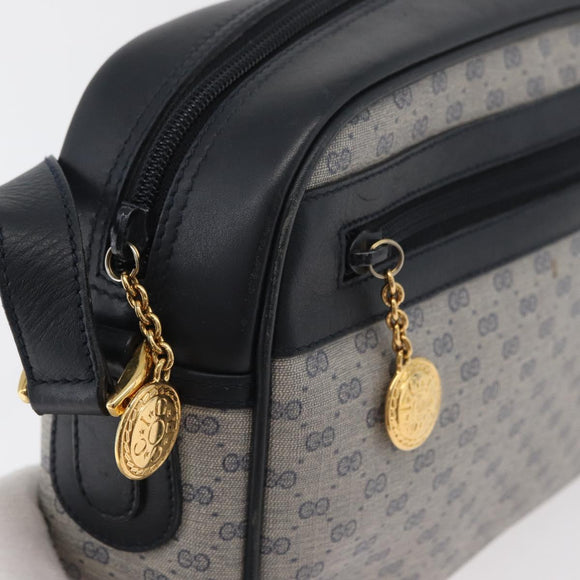 GUCCI Micro GG Supreme Shoulder Bag PVC Navy Gold Auth 180131