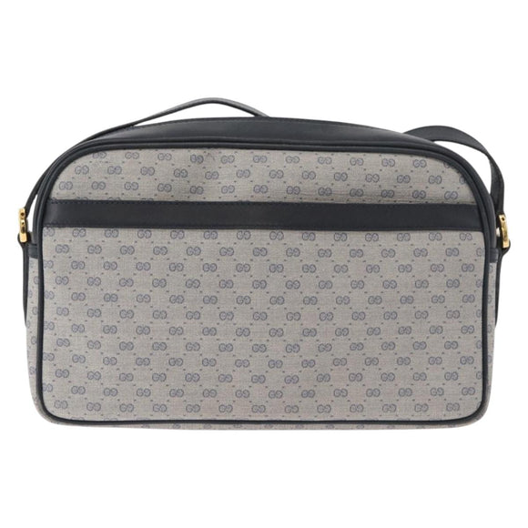GUCCI Micro GG Supreme Shoulder Bag PVC Navy Gold Auth 180131