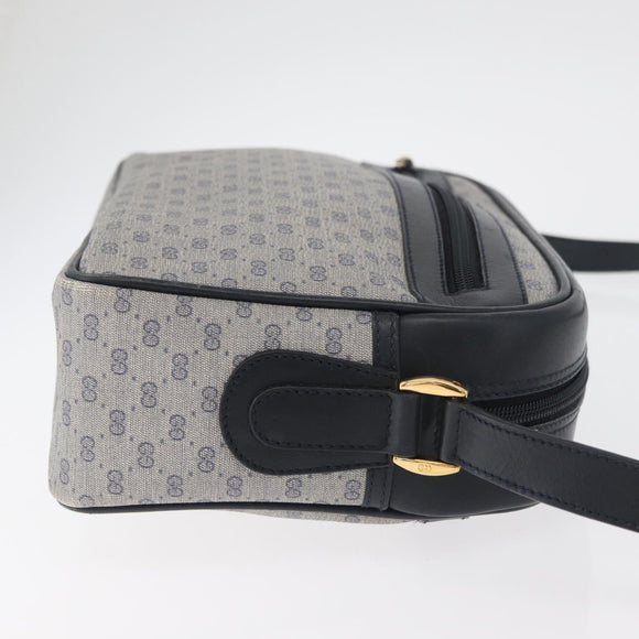 GUCCI Micro GG Supreme Shoulder Bag PVC Navy Gold Auth 180131
