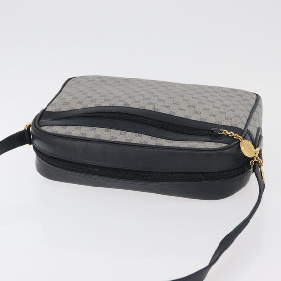GUCCI Micro GG Supreme Shoulder Bag PVC Navy Gold Auth 180131