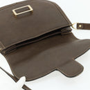 GUCCI Web Sherry Line Shoulder Bag Leather Brown Gold Red Auth 180133-14